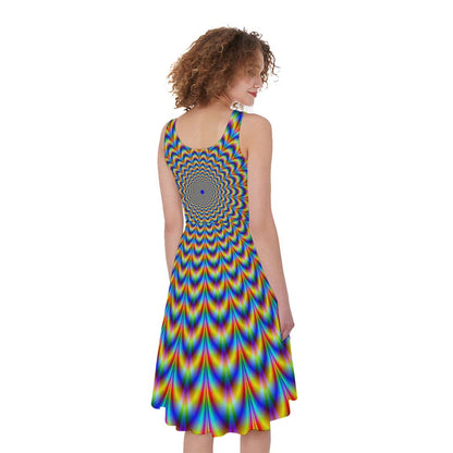 Psychedelic Wave Optical Illusion Women's Sleeveless Dress