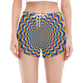 Psychedelic Wave Optical Illusion Women's Split Running Shorts