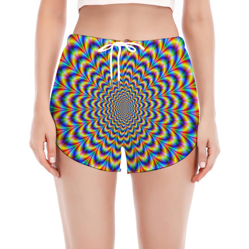 Psychedelic Wave Optical Illusion Women's Split Running Shorts
