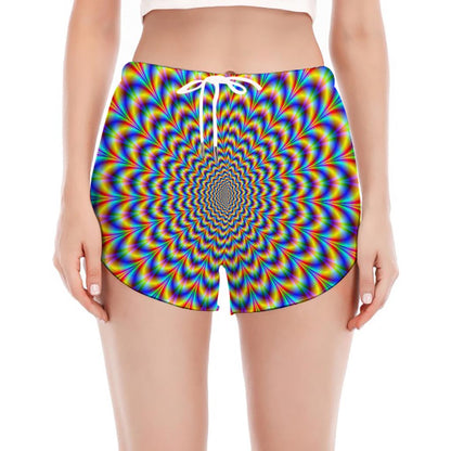 Psychedelic Wave Optical Illusion Women's Split Running Shorts