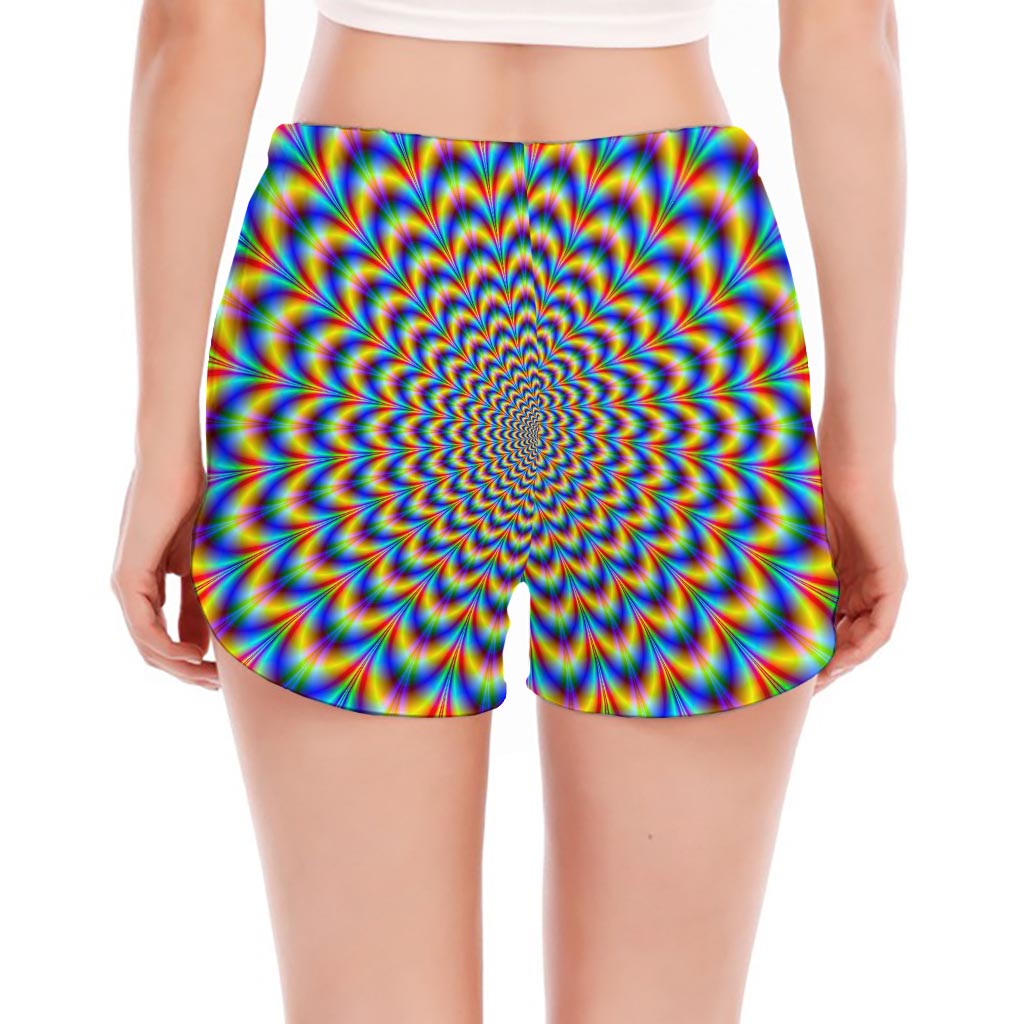 Psychedelic Wave Optical Illusion Women's Split Running Shorts