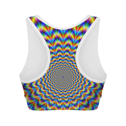 Psychedelic Wave Optical Illusion Women's Sports Bra