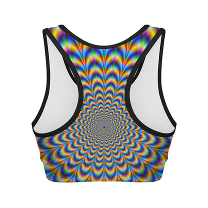 Psychedelic Wave Optical Illusion Women's Sports Bra