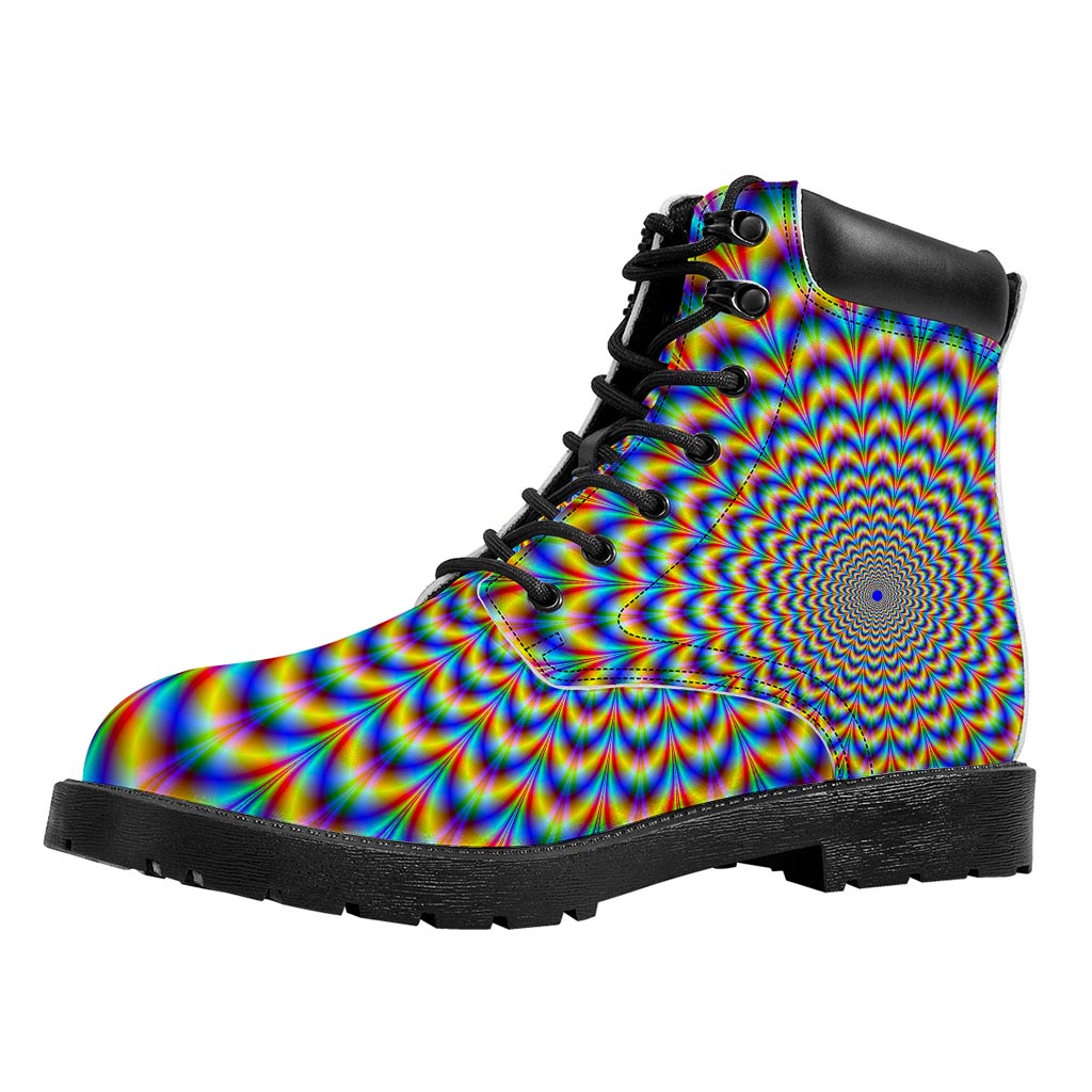 Psychedelic Wave Optical Illusion Work Boots