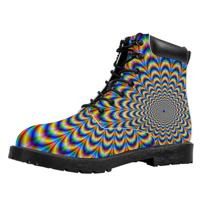 Psychedelic Wave Optical Illusion Work Boots