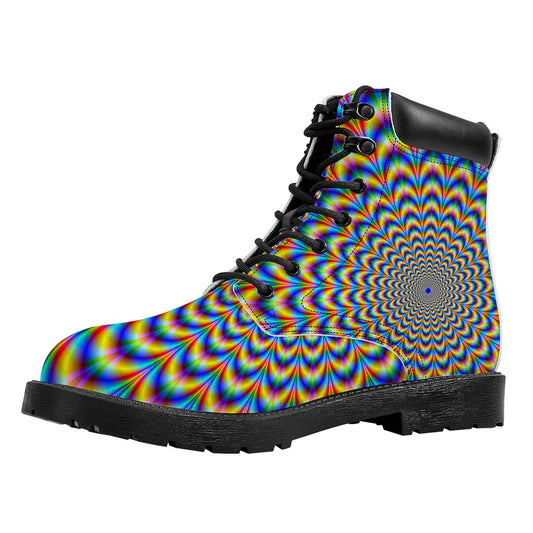 Psychedelic Wave Optical Illusion Work Boots