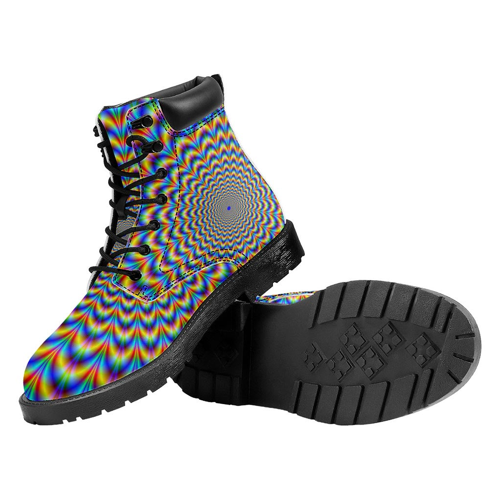 Psychedelic Wave Optical Illusion Work Boots