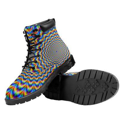 Psychedelic Wave Optical Illusion Work Boots