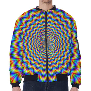 Psychedelic Wave Optical Illusion Zip Sleeve Bomber Jacket