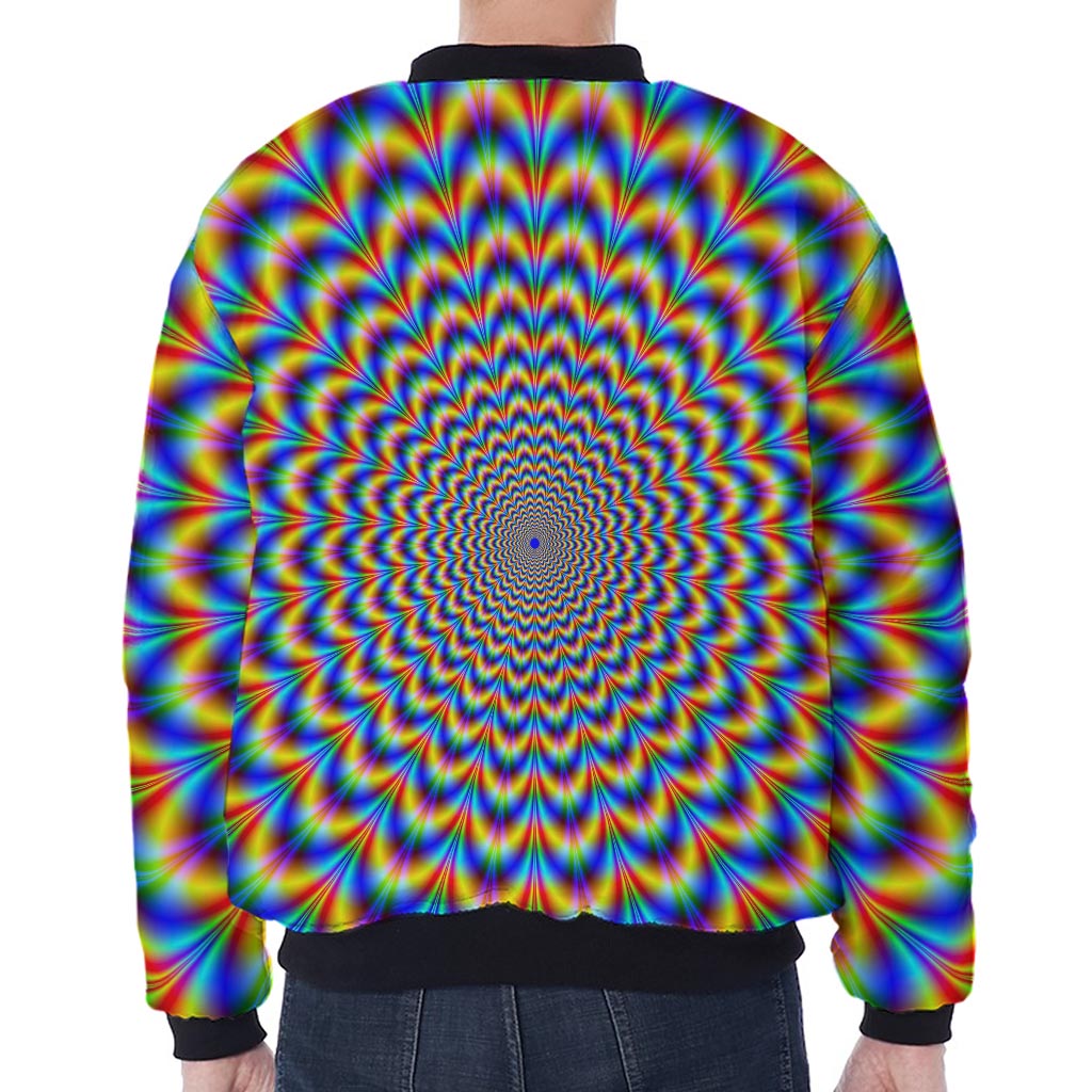 Psychedelic Wave Optical Illusion Zip Sleeve Bomber Jacket