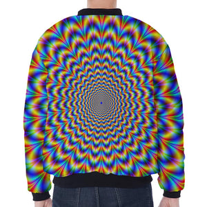 Psychedelic Wave Optical Illusion Zip Sleeve Bomber Jacket