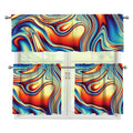 Psychedelic Wave Print 3 Piece Kitchen Curtains