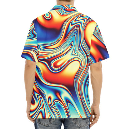 Psychedelic Wave Print Aloha Shirt