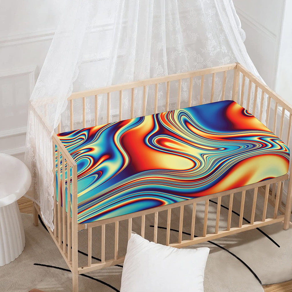 Psychedelic Wave Print Baby Crib Sheet