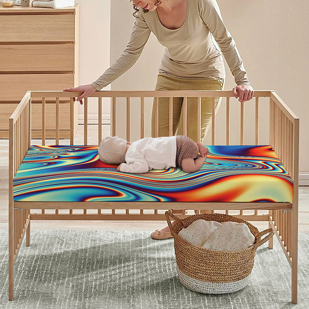 Psychedelic Wave Print Baby Crib Sheet