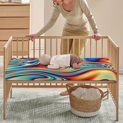 Psychedelic Wave Print Baby Crib Sheet