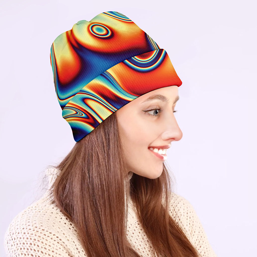 Psychedelic Wave Print Beanie