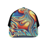 Psychedelic Wave Print Black Mesh Trucker Cap