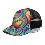 Psychedelic Wave Print Black Mesh Trucker Cap