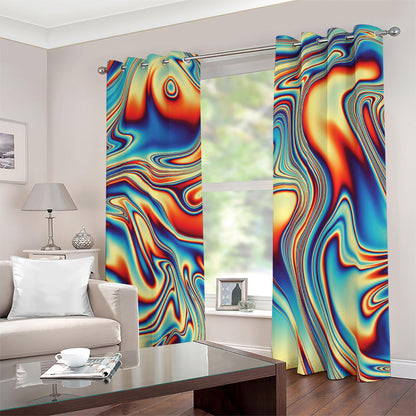 Psychedelic Wave Print Blackout Grommet Curtains