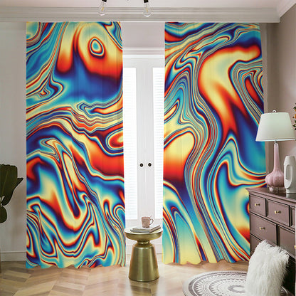 Psychedelic Wave Print Blackout Pencil Pleat Curtains