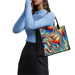 Psychedelic Wave Print Canvas Tote Bag