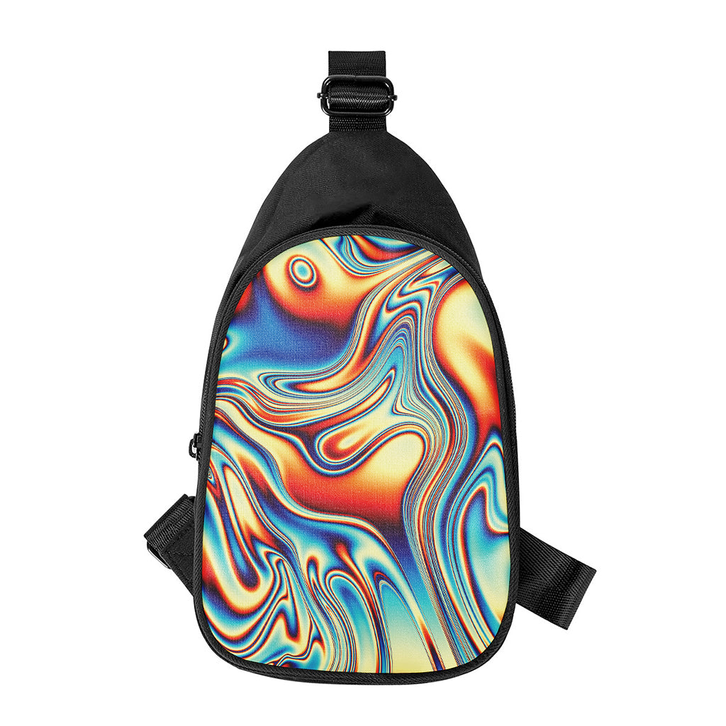 Psychedelic Wave Print Chest Bag