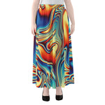 Psychedelic Wave Print Chiffon Maxi Skirt