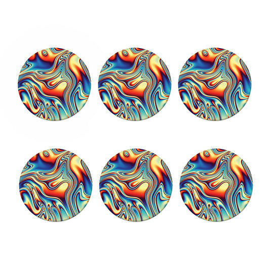 Psychedelic Wave Print Coaster Set