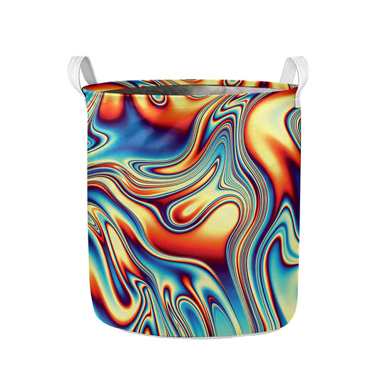 Psychedelic Wave Print Collapsible Laundry Basket