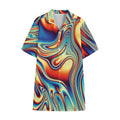 Psychedelic Wave Print Cotton Hawaiian Shirt