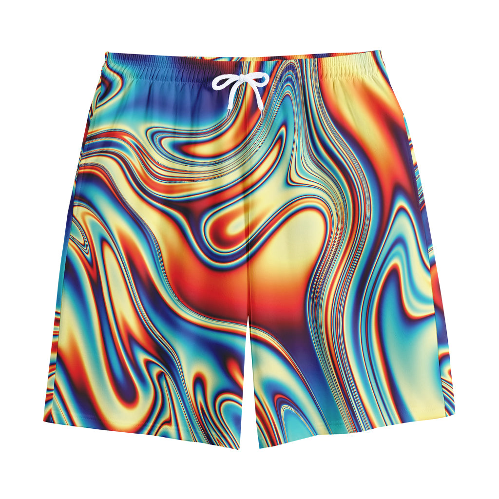 Psychedelic Wave Print Cotton Shorts