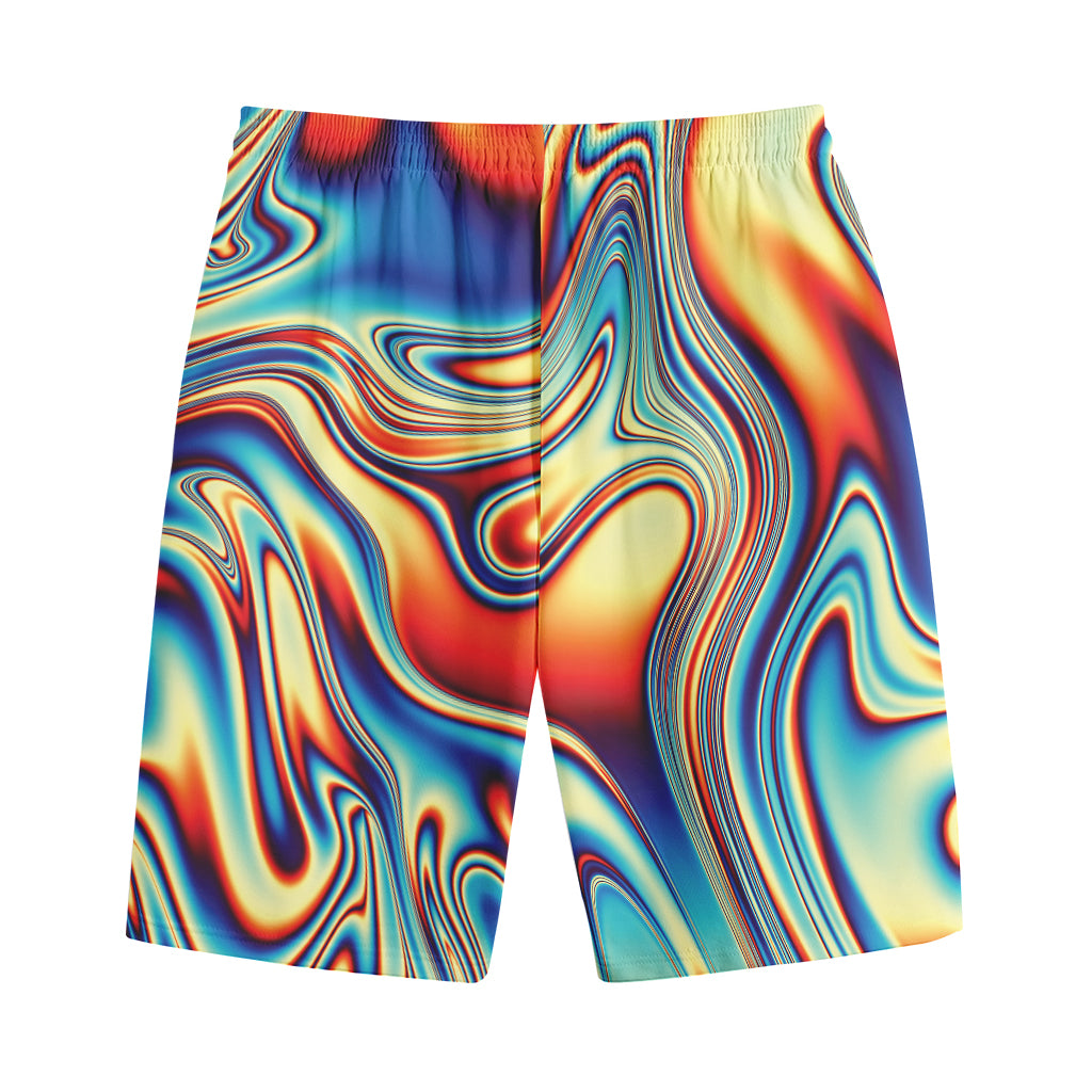 Psychedelic Wave Print Cotton Shorts