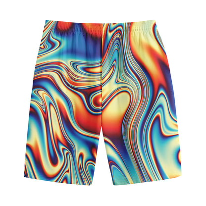 Psychedelic Wave Print Cotton Shorts
