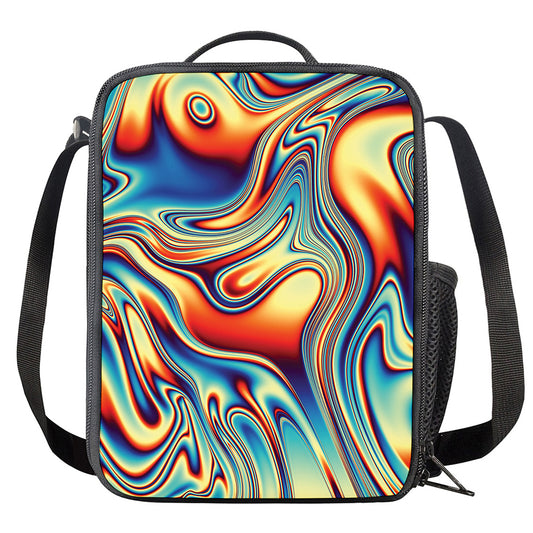 Psychedelic Wave Print Crossbody Lunch Bag
