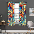 Psychedelic Wave Print Grommet Curtain Panels