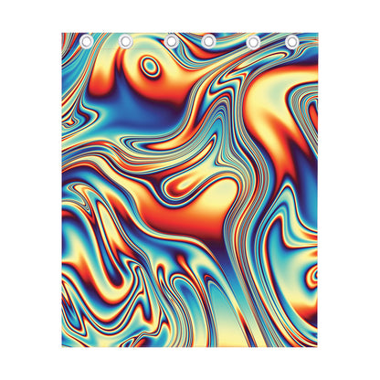 Psychedelic Wave Print Curtain