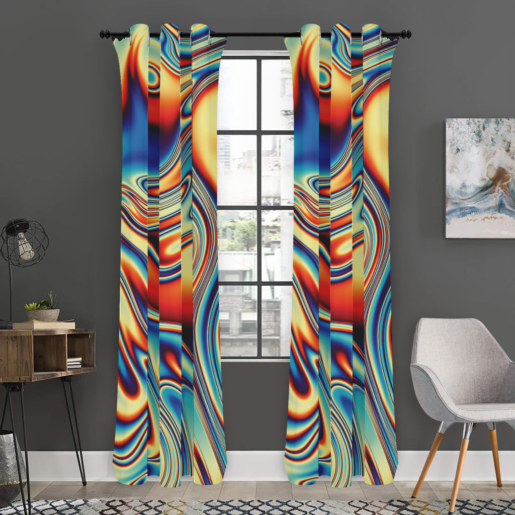 Psychedelic Wave Print Curtain