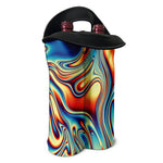 Psychedelic Wave Print Double Neoprene Wine Tote