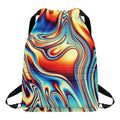 Psychedelic Wave Print Drawstring Backpack