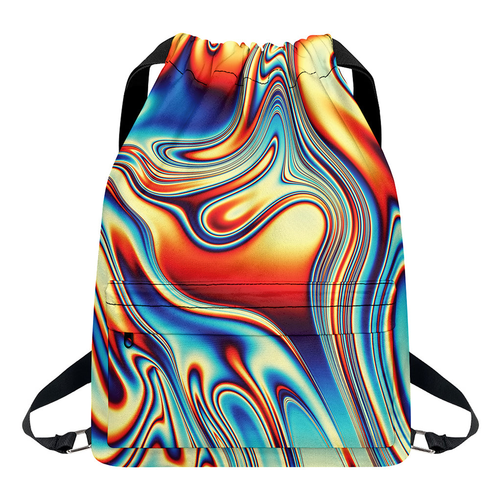 Psychedelic Wave Print Drawstring Backpack