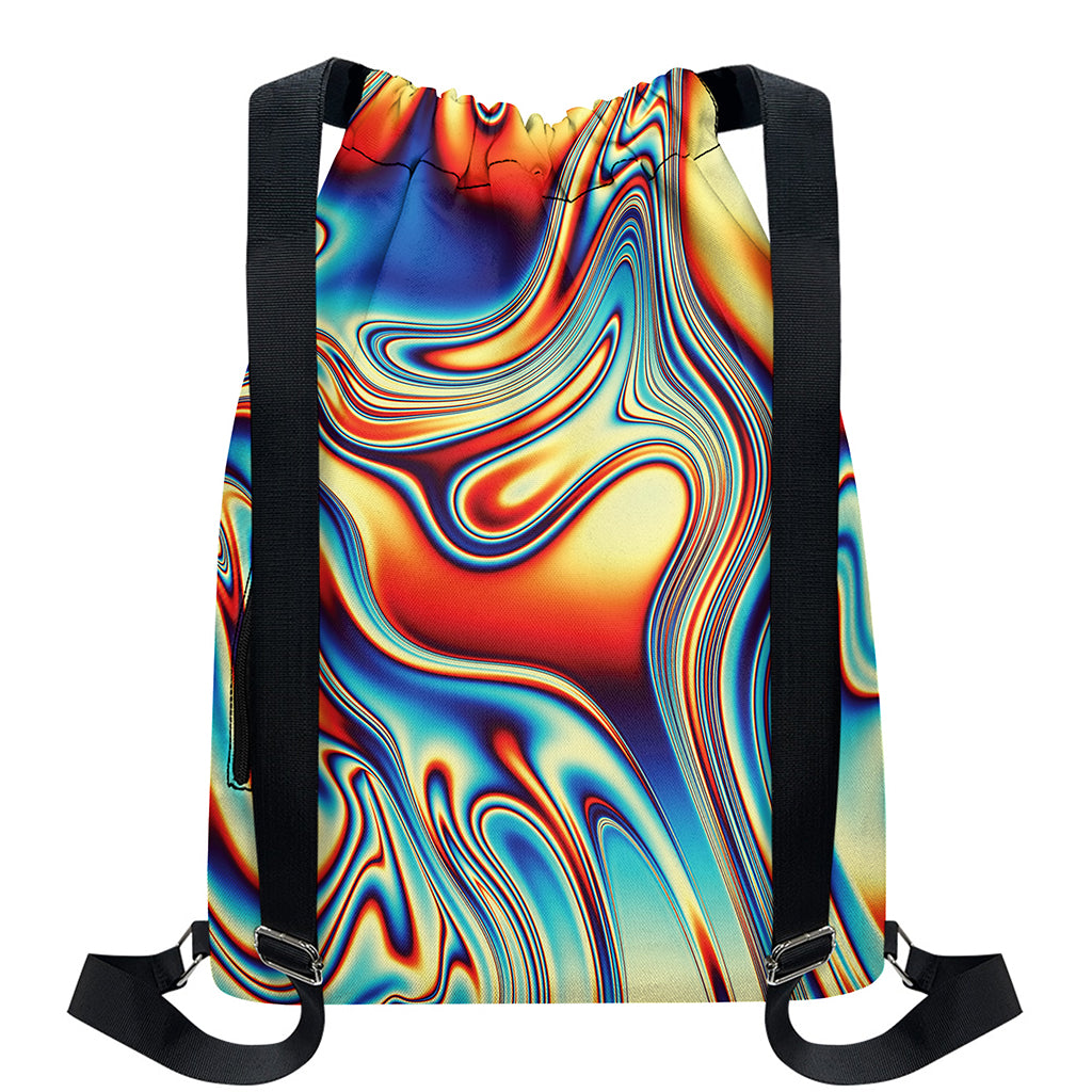 Psychedelic Wave Print Drawstring Backpack