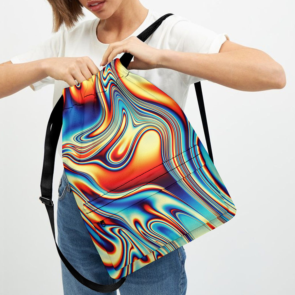 Psychedelic Wave Print Drawstring Backpack