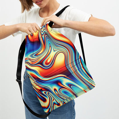 Psychedelic Wave Print Drawstring Backpack
