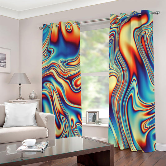 Psychedelic Wave Print Extra Wide Grommet Curtains