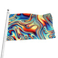 Psychedelic Wave Print Flag