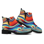 Psychedelic Wave Print Flat Ankle Boots