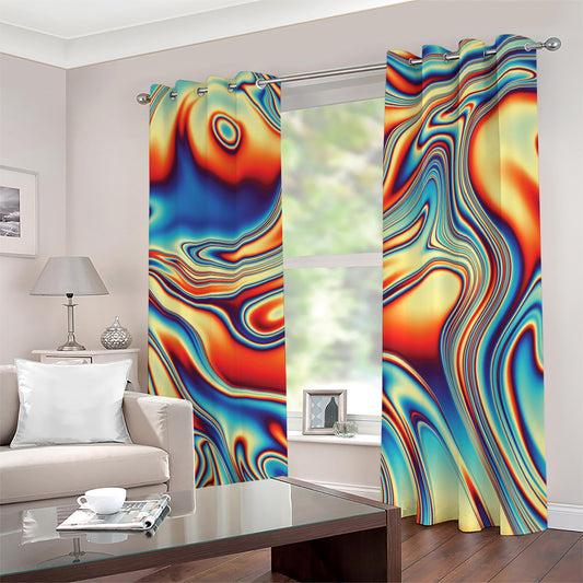Psychedelic Wave Print Grommet Curtains