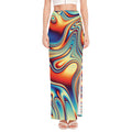 Psychedelic Wave Print High Slit Maxi Skirt