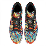 Psychedelic Wave Print High Top Leather Sneakers
